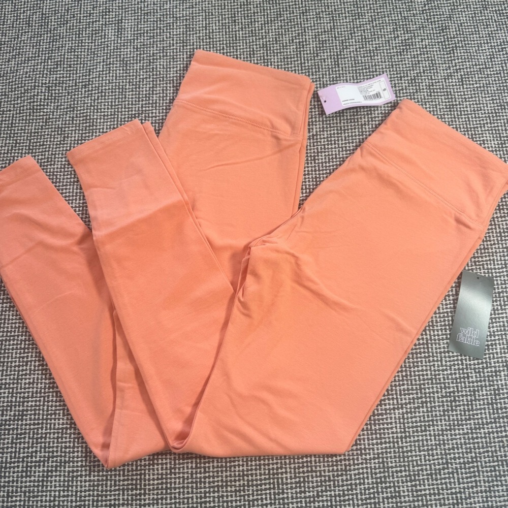 Wild Fable Womens Peach Orange High Rise Cotton Spandex Leggings Sm NEW 2 Pack